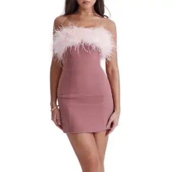 House of CB Dresses House Of Cb Feather Strapless Minidress Poshmark